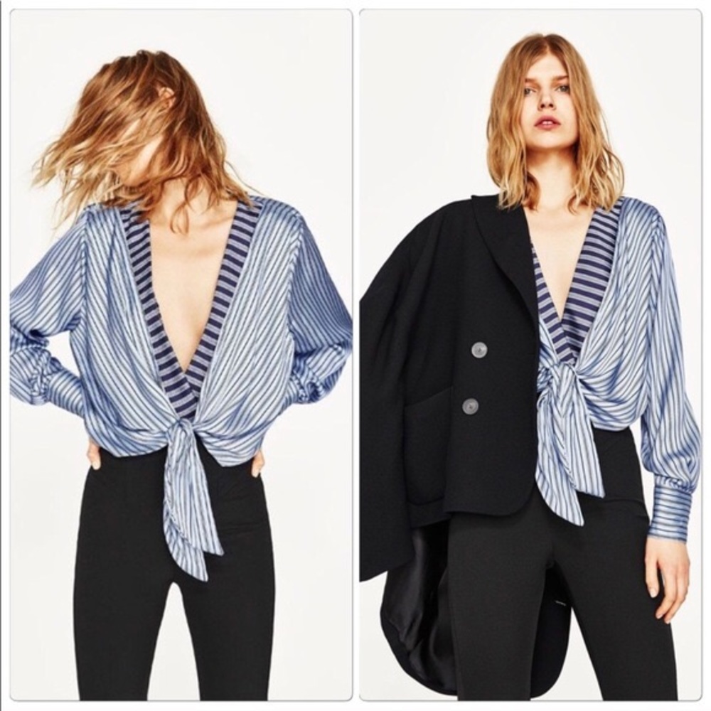 ZARA blue striped bodysuit
